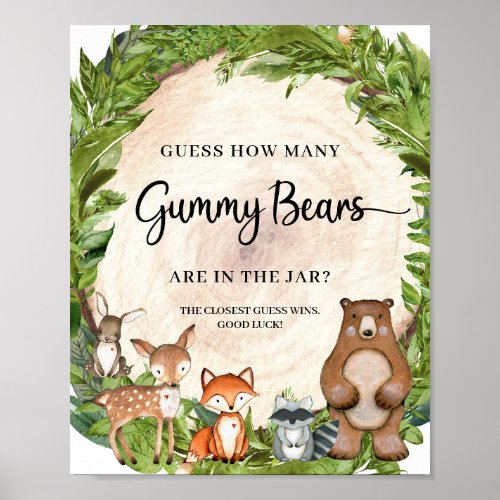 Woodland animals wood Guess How Many Gummy Bears Poster