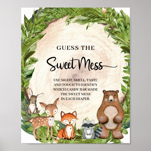 Woodland animals wood Guess The Sweet Mess game Poster