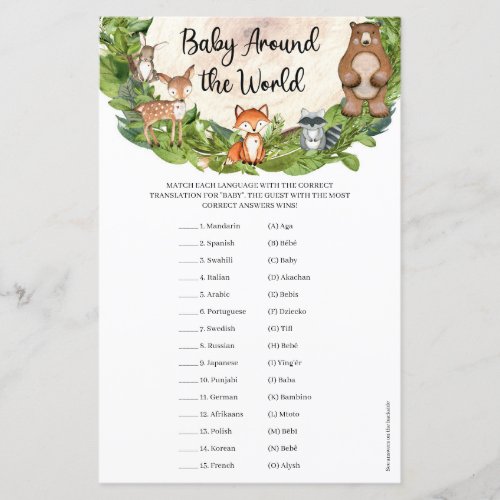 Woodland animals wood slice Baby Around the World