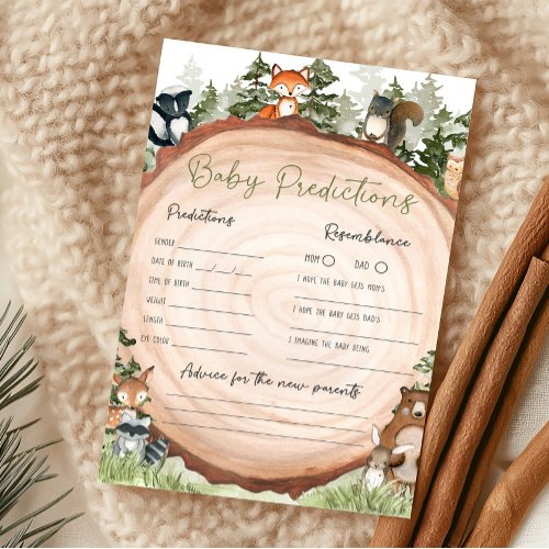 Woodland Animals Wood Slice Baby Predictions Game