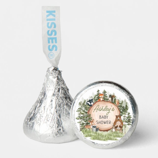 Woodland Animals Wood Slice Baby Shower Hershey®'s Kisses® (Front)