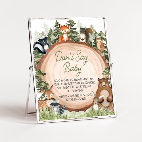Woodland Animals Wood Slice Dont Say Baby Poster