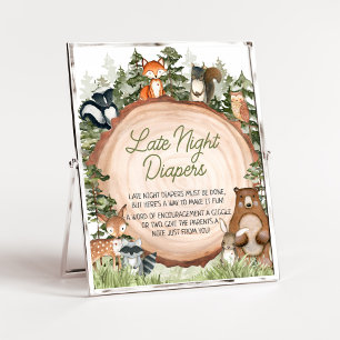 Woodland Animals Wood Slice Late Night Diapers Poster