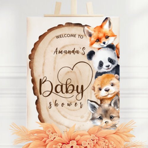 Woodland Animals Wood Slice Welcome Poster