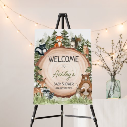 Woodland Animals Wood Slice Welcome Sign