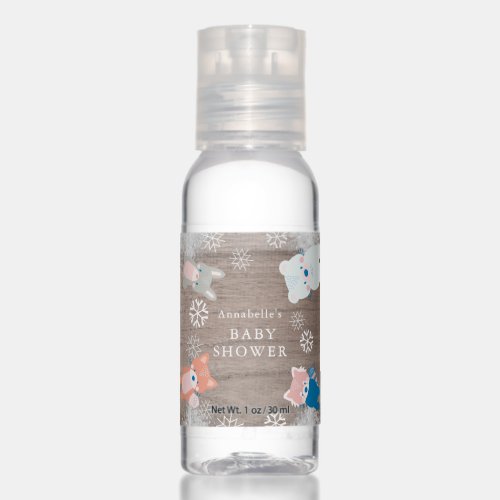 Woodland Animals Wood Winter Baby Shower Favor Hand Sanitizer