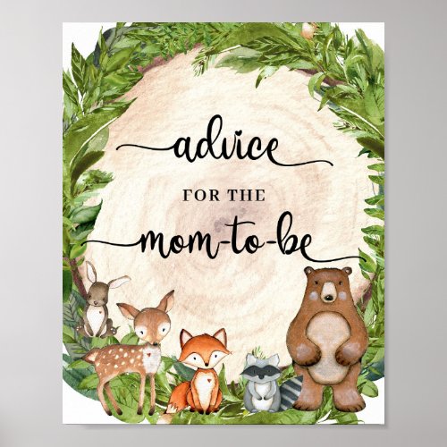 Woodland animals wooden Advice for the mom_to_be Poster