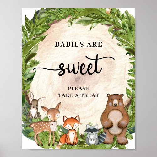 Woodland animals wooden log babies are sweet Sign