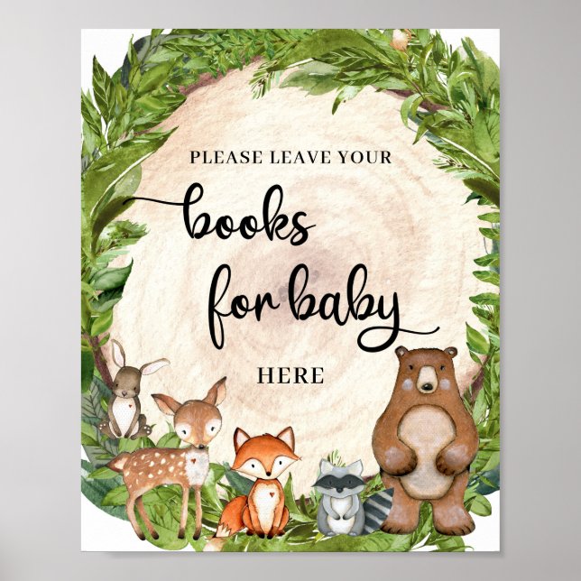 Woodland animals wooden slice books for baby poster (Front)