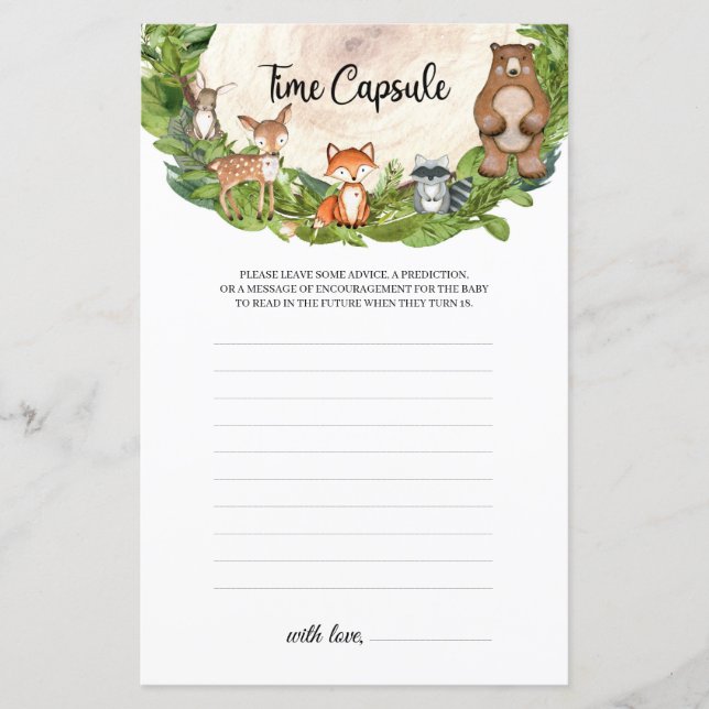 Woodland animals wooden slice Time Capsule (Front)