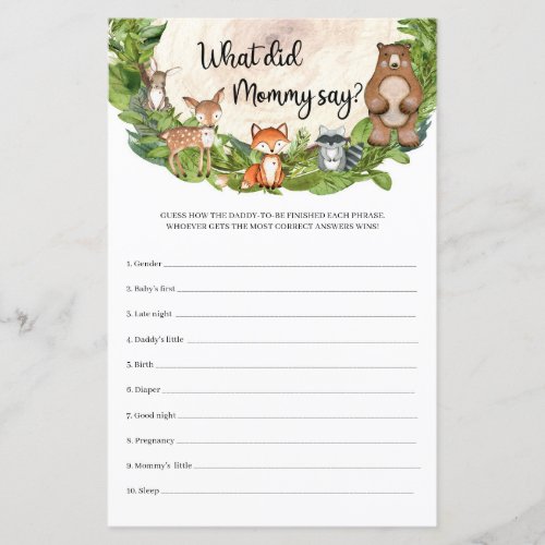 Woodland animals wooden slice What Did Mommy Say