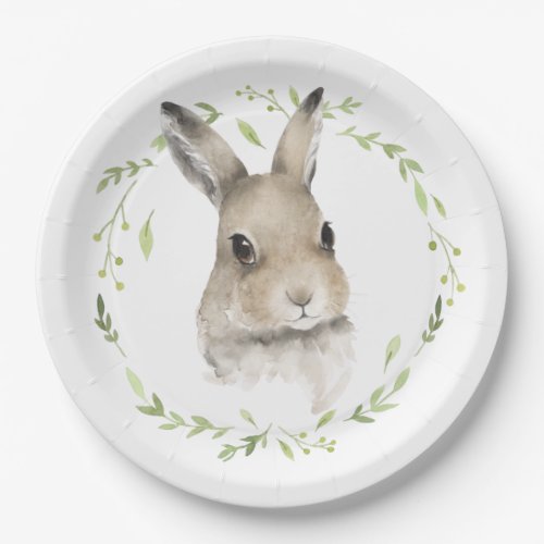 Woodland Animals Wreath Bunny Rabbit Watercolor  Paper Plates