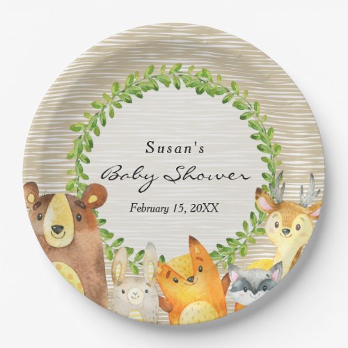 Woodland Aninal Baby Shower Plate