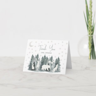 Woodland at night baby shower thank you cards