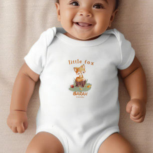 Woodland Autumn Baby Fox Personalized Baby Bodysuit