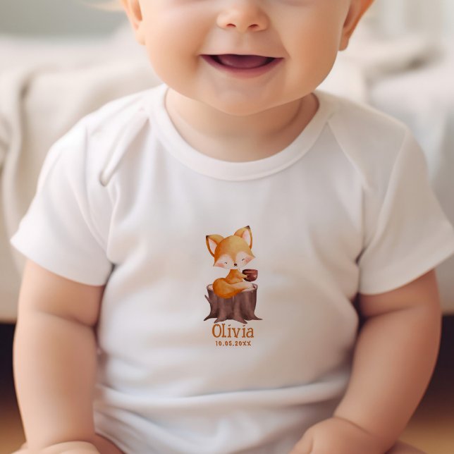 Woodland Autumn Baby Fox Personalized  Bodysuit (Creator Uploaded)