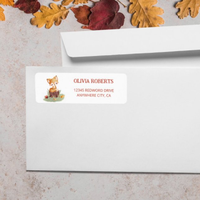 Woodland Autumn Baby Fox Return Address Label (Creator Uploaded)