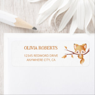Woodland Autumn Baby Fox Return Address Label