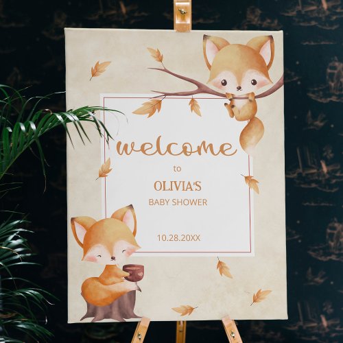 Woodland Autumn Baby Fox Weclome Foam Board