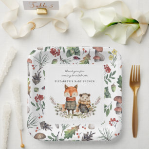 Woodland Autumn   Forest Animals Baby Shower Paper Plates
