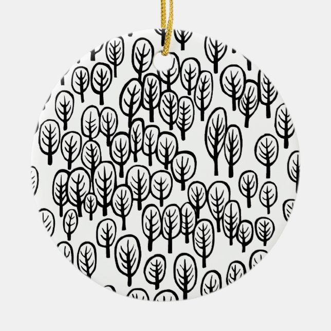 Woodland - B&W Ceramic Ornament (Front)