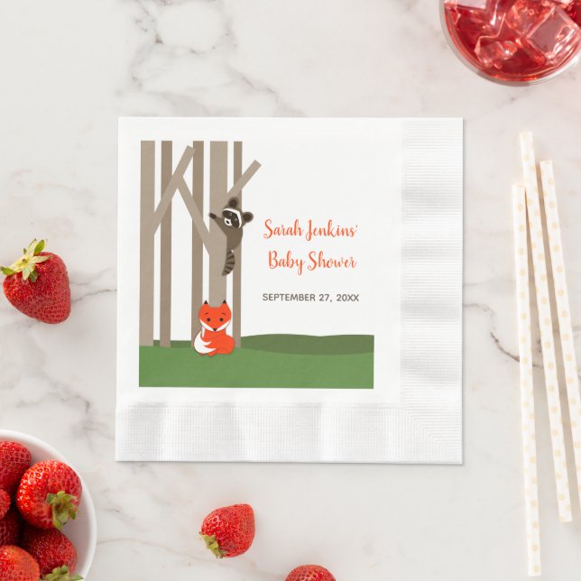Woodland Babies Baby Shower Napkins (Insitu)
