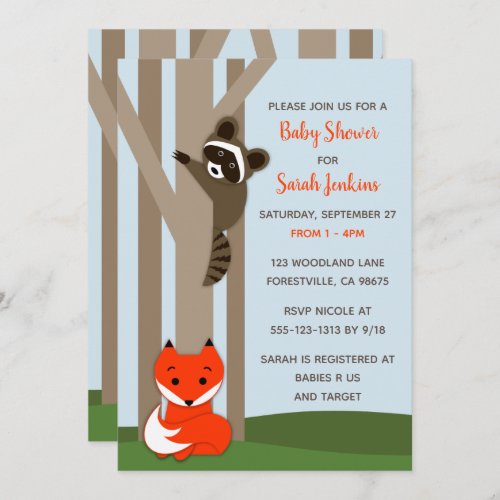 Woodland Babies Large Baby Shower Invitation