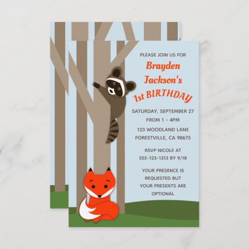 Woodland Babies Small Birthday Invitation