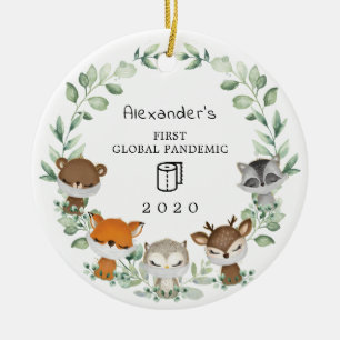 Woodland Baby 1st First Christmas Global Pandemic Ceramic Ornament