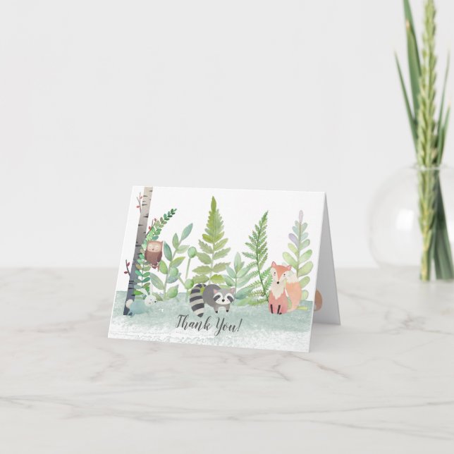 Woodland Baby Animals Baby Shower | Thank You Card (Front)