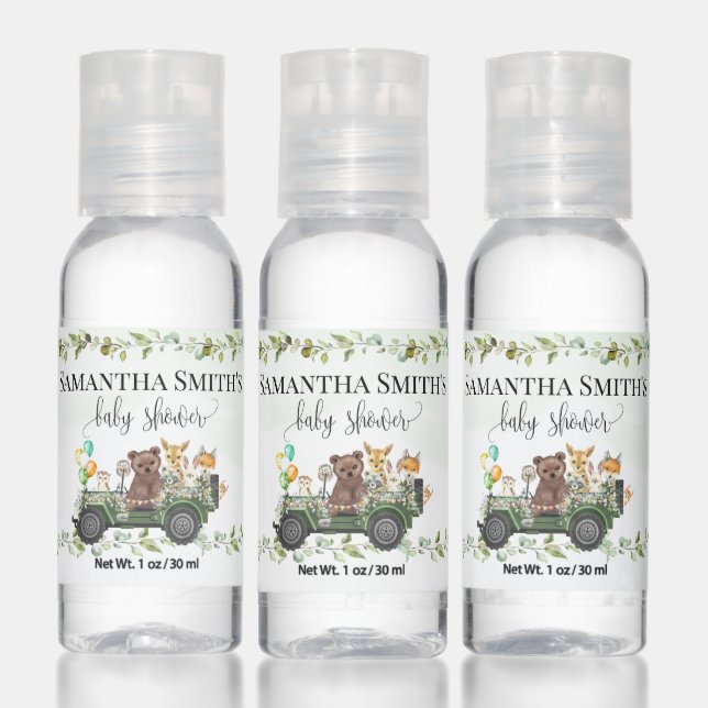 Woodland Baby Animals Greenery Baby Shower Favor Hand Sanitizer (Set)