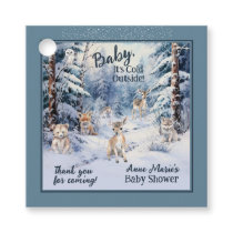Woodland Baby Animals Winter Boy Baby Shower Favor Tags