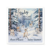 Woodland Baby Animals Winter Boy Baby Shower Napkins