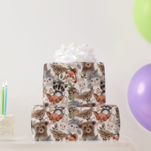  Woodland Baby Animals Wrapping Paper