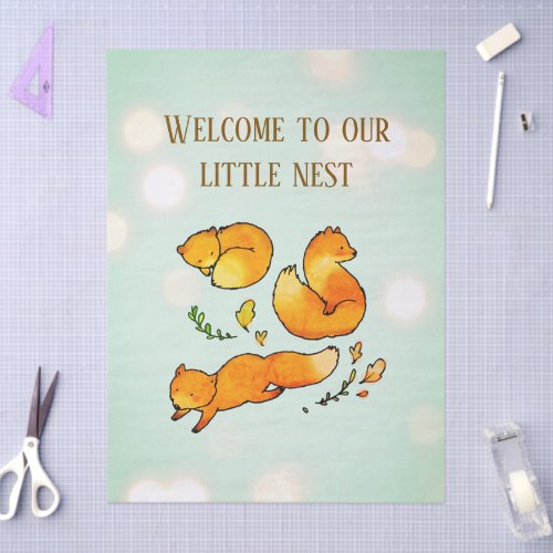 Woodland Baby Arrival Newborn Announcement Tissue Paper
