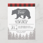Woodland Baby Bear | Rustic Lumberjack Baby Shower Invitation Postcard at Zazzle