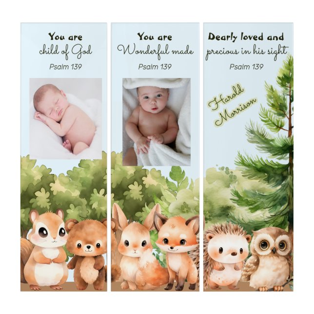 Woodland Baby Boy Photo Nursery Psalm Decoration (Front)