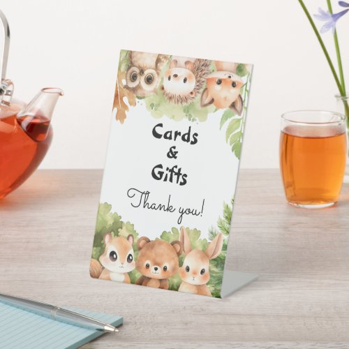 Woodland Baby Boy Shower Cards  Gifts Pedestal Sign