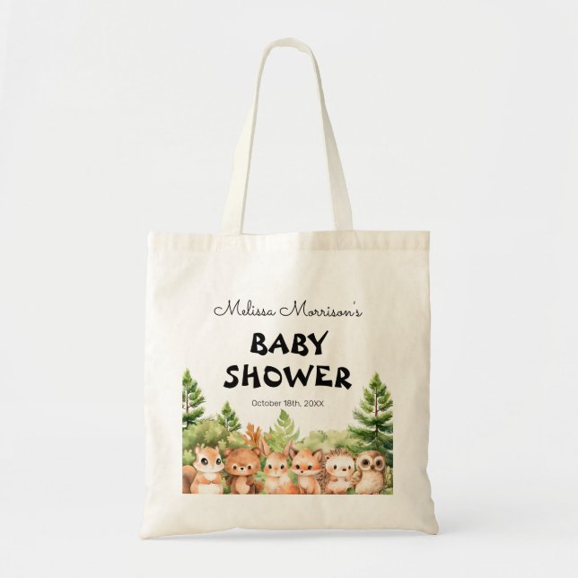 Woodland Baby Boy Shower Gift Tote Bag (Front)