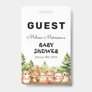 Woodland Baby Boy Shower Guest Badge