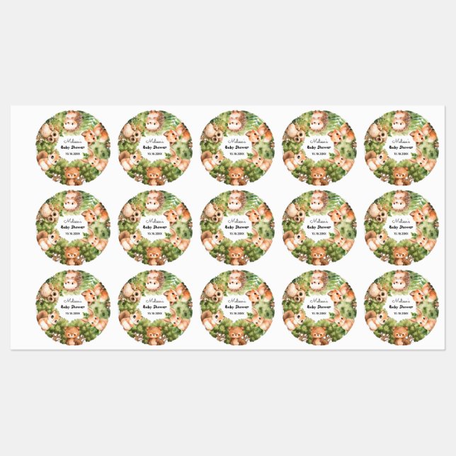 Woodland Baby Boy Shower Water Drinks Labels (Sheet)