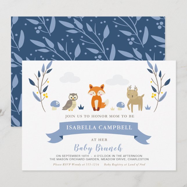 Woodland Baby Brunch Invitation (Front/Back)