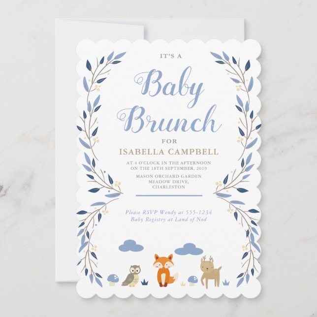 Woodland Baby Brunch Invitation (Front)