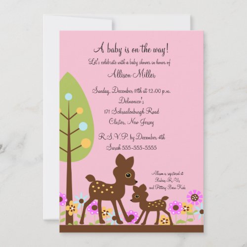 Woodland Baby Deer Baby Shower Invitation