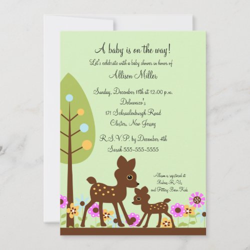 Woodland Baby Deer Baby Shower Invitation