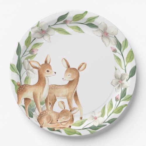 Woodland Baby Deer Baby Shower Paper Plate