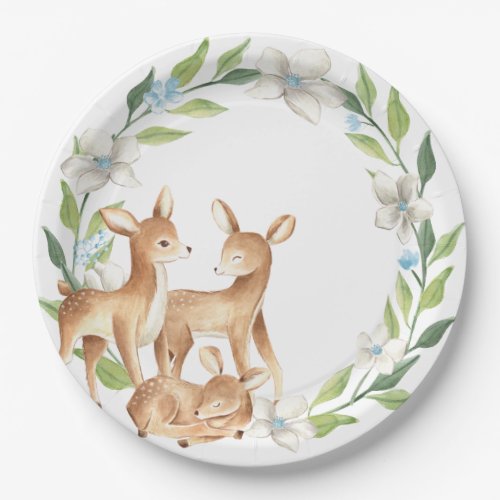 Woodland Baby Deer Baby Shower Paper Plate