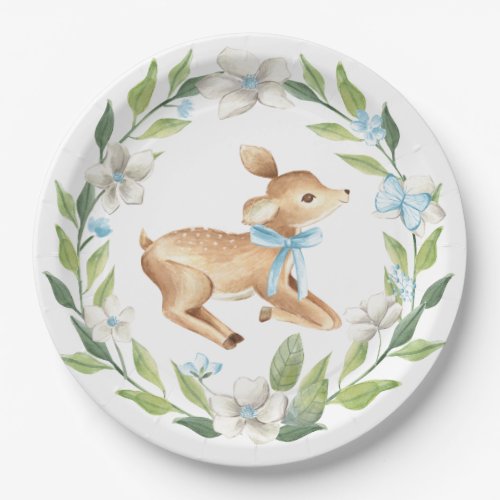 Woodland Baby Deer Baby Shower Paper Plate