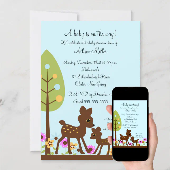 Woodland Baby Deer Boy Baby Shower Invitation | Zazzle