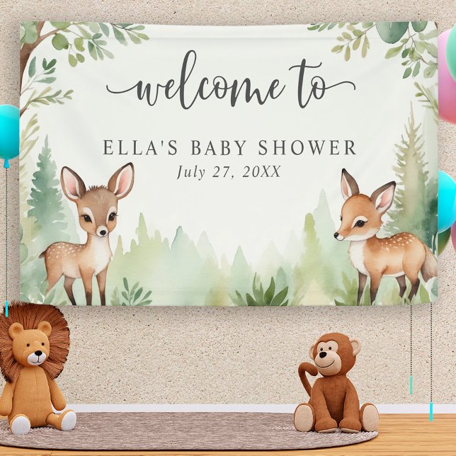 Woodland Baby Deer Forest Neutral Baby Shower  Banner (Creator Uploaded)